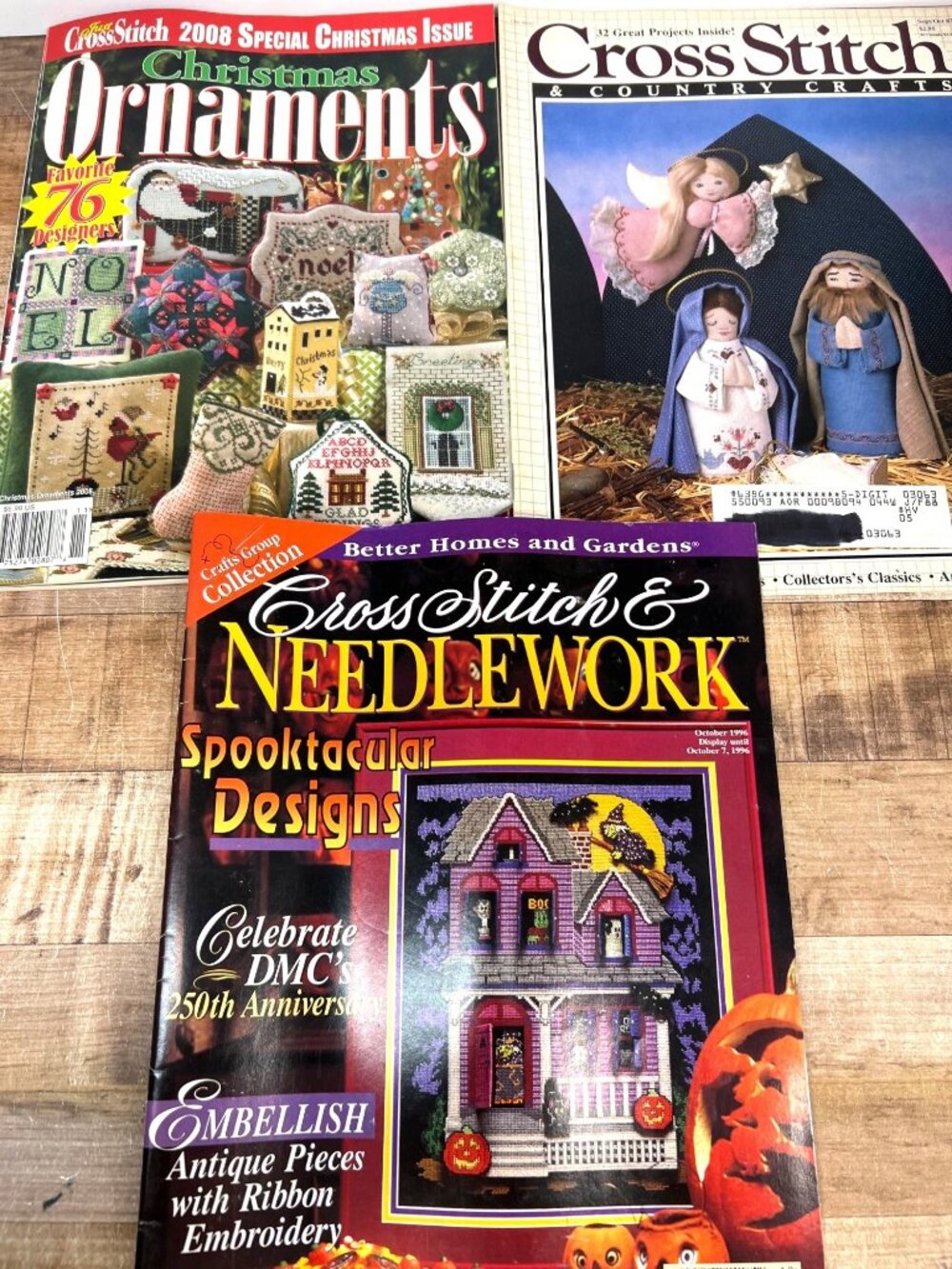 3 Cross-Stitch Magazines Patterns Christmas Halloween & Home Decor